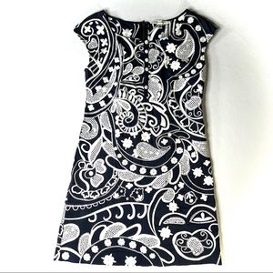 Anthro Beth Bowley dress navy with ornate white embroidery/ 4